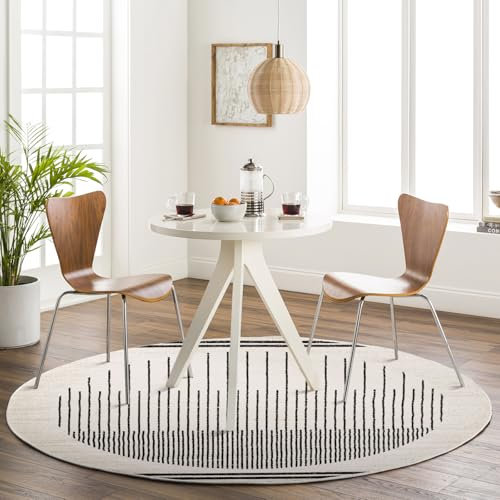 Livabliss Nairobi Wohnzimmer Boho, großer Schlafzimmer 160cm - e für Esszimmer mit geometrischem Muster, Skandinavischer Wohnzimmer modern in Elfenbein, Schwarz