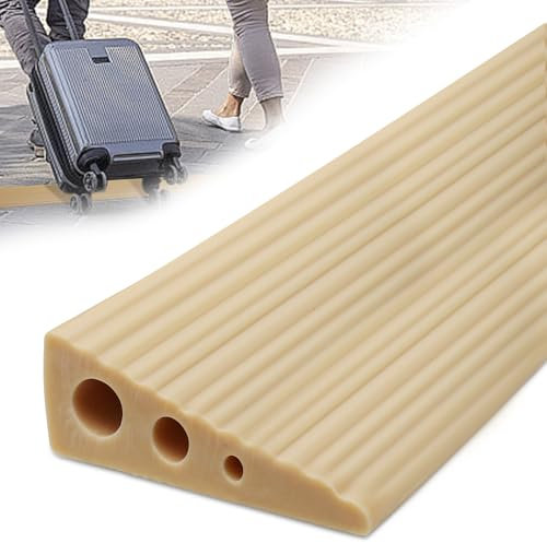 100x6.5x2.5CM Schwellenrampe, Türschwellenrampen, PVC Rollstuhlrampe, rutschfeste Oberfläche, Gummirampe Auffahrrampe Schwellenrampe für Rollstuhl, Kinderwagen, Rollator oder e Scooter (Braun, 2.5)