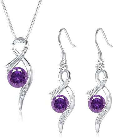 Cangall Silber Schmuck Set Damen, 925 Sterling Silber Halskette & Ohrringe Hängend Set mit Cubic Zirkonia, 45+5cm Silberkette Anhänger mit Ohrringe Silber, Liebesgeschenk zum Muttertag Weihnachten