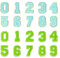 PATIKIL Chenille Number Patches, 20 Pcs Iron on Number Patch Number Embroidered Patch Glitter Applique for Hat Jacket Clothing Bags DIY Decoration Backpack, Number 0-9 Green Blue