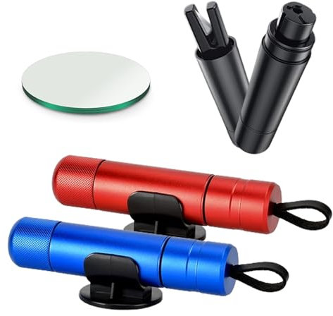 Llavero Rompe Cristales Y Cinturones, Rompe Cristales Y Corta Cinturones, Rompe Cristales Coche (Red+Blue)
