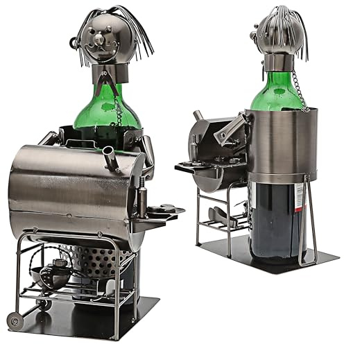 Cepewa Weinflaschenhalter 'Griller' für Weinflaschen │ 17,5x20x18cm Metall │Weinflasche Bierflasche Flaschenständer