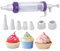 Cake Decorating, Transparent Container, Frosting Tube Kit, Cake Syringe Doughnut Syringe Cream Syringe, Cake Syringe Decorating Syringe with 5 Nozzles for Cakes and Biscuits Baking Decoration Tool