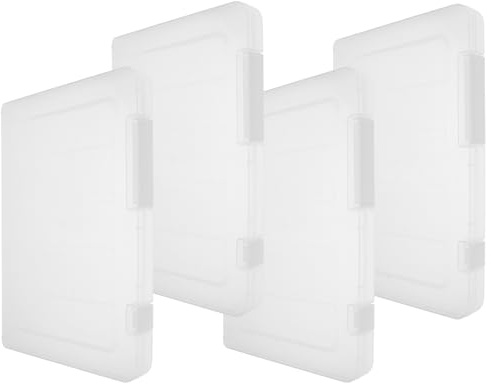 WHAMVOX Portable A5 File Storage Box with Lid Clear Plastic Document Organizer for Office Home School Magazine Scrapbook Protection 4-Pack