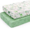 Yukkidds 2er Pack Baby Spannbettlaken Spannbetttücher 90 x 55 cm Elastizität Atmungsaktiv Mikrofaser Matratzenbezug Laken für Kinderbett Beistellbett Babybett, Elefantengrün