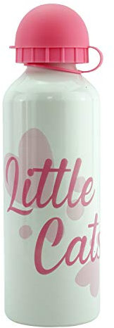 500ml Little Cat Aluminium Water Bottle – White Licensed Canteen for Kids – BPA-Free & Leakproof Flask for School, Travel, Camping, Hiking – Reusable Summer Beverages Drink Bottle for Girls Aged 3+