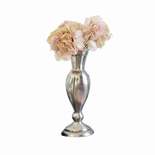Loberon Vase Carvella, Silber | Ovale Form - Glänzendes Finish - Zeitlose Eleganz - Blumenvase - Dekoration - Aluminiumguss
