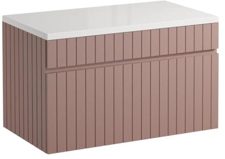 Vente-unique-Mueble Flotante de Lavabo Rosa con Tabla - 80 cm - SATARA