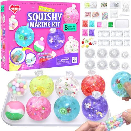 Doodora Squishy Selber Machen Set für Kinder & Erwachsene – DIY Deine eigenen funkelnden stressball mit Zubehör – Schleim Set - Lustiges Bastel-Geschenk zum Geburtstag für Kinder ab 6 Jahren