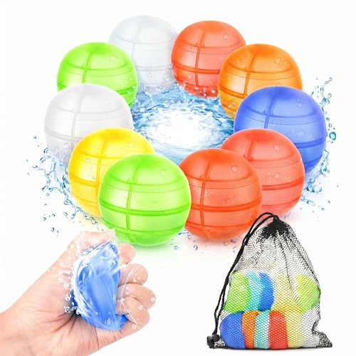 CNMTCCO 12 Stück Wasserbomben Wiederverwendbar,Silikon Wasserbomben Selbstschließend in 1 Sekunde,Reißfestes Wasserspielzeug Kinder Outdoor für Sommer, Schwimmbad,Stran