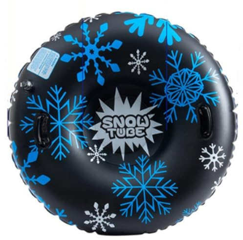 Snow Tube, 110cm Inflatable Snow Tube with Handles, Wear-Resistant and Frost-Proof Material, Kids Adults Snow Tubes for Sledding Skating Skiing Winter Snow Toys