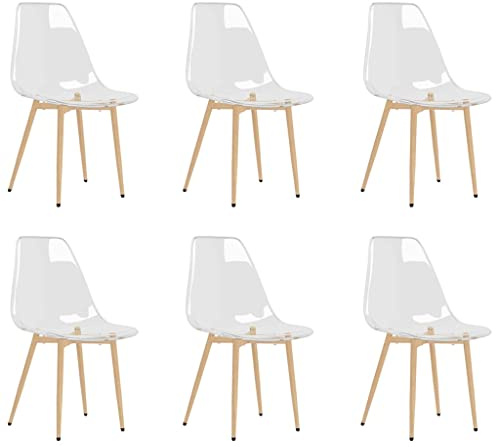 Mokuyary Juego de 6 sillas de comedor transparentes PET para comedor, cocina, salón, oficina