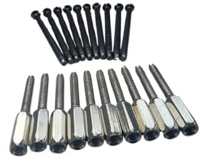 3.5mm Nickel Plated Extension Studs with 75mm Black Screws – Socket Pin Fixings for Electrical Back Boxes Pack of 10