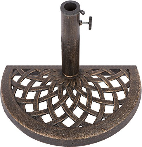 Trademark Innovations Cast Iron Half Umbrella Base - 17.7 Inch Diameter (Bronze Finish)