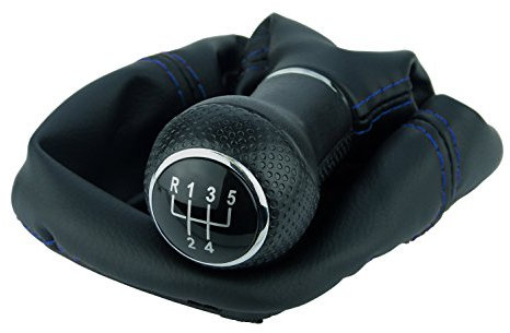 L & P Car Design L&P A252-12 Schaltsack Schaltmanschette Schwarz Naht Blau Schaltknauf 5 Gang 23mm kompatibel mit VW Golf 4 IV Rahmen Knauf Plug Play Ersatzteil für 1J0711113