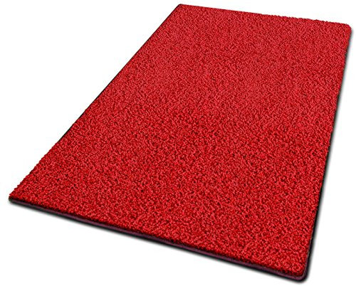 casa pura Teppich Wohnzimmer Rot Flauschiger Teppich 80x150cm Läufer, weicher Wohnteppich Deko für Schlafzimmer, Kinderzimmer, Flur mit antirutsch Unterseite, Shaggy Hochfloor Barcelona