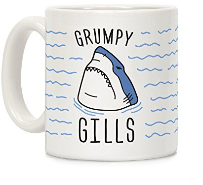 Grumpy Gills Shark White 11 Oz Ceramic Coffee Mug Little Gift Funny Mug