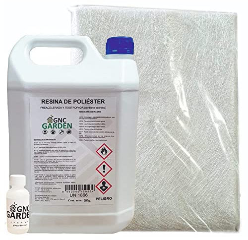 Résine de polyester 5 kg pour réparations Fibre 5 m², résine de polyester 5 kg et catalyseur de peroxyde 100 g