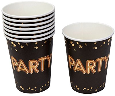 Neviti Glitz & Glamour Black and Gold Party Cups - Pack of 8