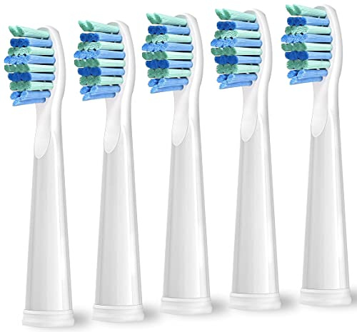 Teeteck Replacement Toothbrush Heads for Seago/Fairywill | Compatible with Seago SG958/SG507/SG508 FW507/508/551/515/917/959/2011/D1/D3/D7/D9 White 5pcs