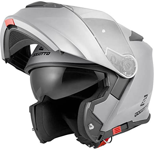 Bogotto V271 Motorrad Klapphelm, Silber, XL