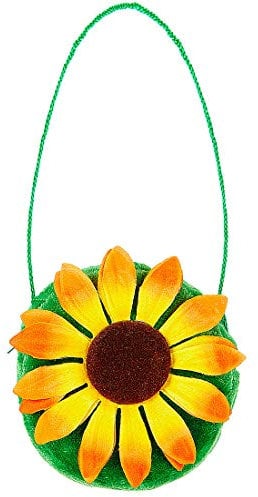 Amakando Stylische Flower Power Umhänge-Tasche/Grün-Gelb/Niedliche Blümchen-Tasche für Frauen/EIN Blickfang zu 60er-Party & Karneval