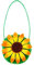 Amakando Stylische Flower Power Umhänge-Tasche/Grün-Gelb/Niedliche Blümchen-Tasche für Frauen/EIN Blickfang zu 60er-Party & Karneval