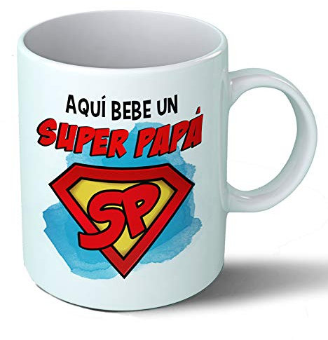 Planetacase - Taza Super Papa Personalizada - Regalo Original para Papas - Taza Desayuno Café 330 mL - Apta Microondas y Lavavajillas - Cerámica, Taza Papa