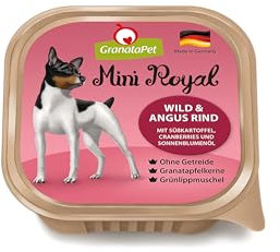 GranataPet Mini Royal Wild & Angus Rind, Nassfutter für Hunde, Hundefutter ohne Getreide & ohne Zuckerzusatz, Alleinfuttermittel für ausgewachsene Hunde, 11 x 150 g