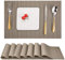 Myir JUN Tischsets Abwaschbar 8er Set,Gewebte Platzdeckchen rutschfest Abgrifffeste Hitzebeständig,Vinyl Platzsets Abwaschbar für küche Speisetisch Hotel,Platz-Matten 30x43.5cm (Silber Gold)
