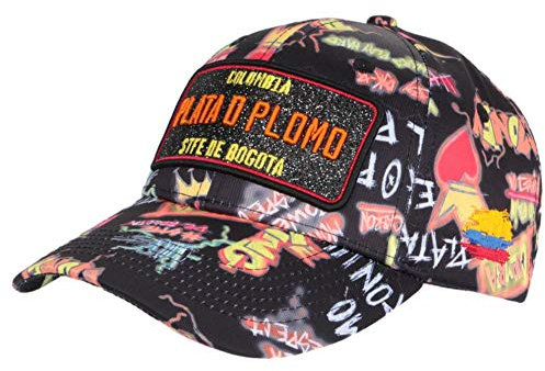 SKR Kappe Plata O Blei, Schwarz und Gelb, Streetwear Colombia Baseball – Unisex, Schwarz , Einheitsgröße