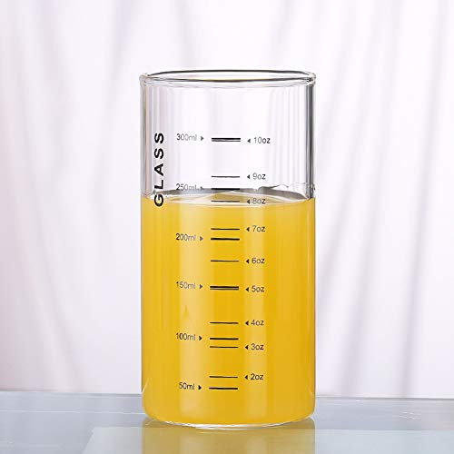 Gläser Milchbecher Borosilikatglas Milchtasse Saftgläser mit Skala Kaffeegläser Teegläser Trinkgläser Kältebeständig Glasmessbecher Heizbeständig Messbecher Getränkegläser (Schwarz)