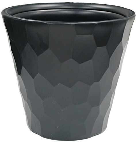 Macetas grandes de 40 cm de plástico negro con diseño moderno