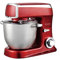 ROYALTY LINE, Robot Multifonction 2100W Rouge RLPKM2100-RED, Bol en Acier Inoxydable 7,5L, Accessoires Inclus : Fouet, Batteur, Crochet, Protection Éclaboussures, Vitesses Inclinées
