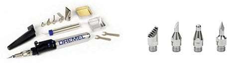 Dremel VersaTip 2000 Soldador de Butano, Incluye 6 Puntas Intercambiables y Estuche Metálico & 204 VersaTip - Juego de accesorios, 4 puntas de pirograbado para dibujar