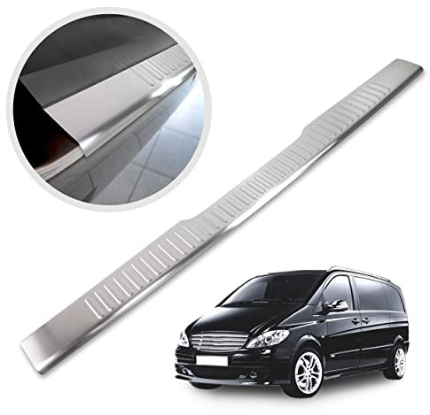 CHROMEMASTER | Ladekantenschutz Stoßstangenschutz | Kompatibel mit Mercedes Vito W639 2003-2014; Gebürsteter Edelstahl, Silber Matt; Unsere Lackschutzleiste Sichert den Heckstoßfänger vor Kratzern