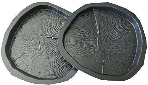 FHONYX 2 Stück Gießform Pflasterform Schablone für Beton 38x34x3cm, Bodenbelag Platten, schalungsformen, Baumstamm, Gartendekoration, Der Querschnitt Nachahmung Holzmaserung DIY Gehweg Pflastersteine