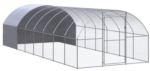 vidaXL Outdoor Hühnerstall 3x8x2m Verzinkter Stahl Hühnerhaus Geflügelstall