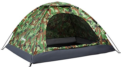 Outsunny 2 Person Camping Tent, Dome Tent with Zipped Doors, Storage Pocket, Portable Handy Bag, Multicoloured