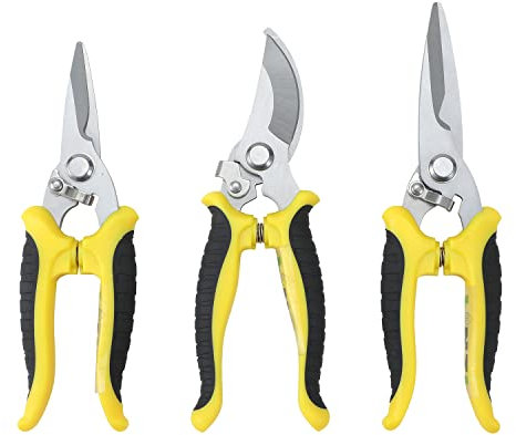 LINZI Garden Secateurs Pruning Shears Set 3PCs, Stainless Steel Hand Pruner Scissors, Branch Cutter Clippers Tree Trimmers Kit for Pruning Picking Trimming (Budget) 651111