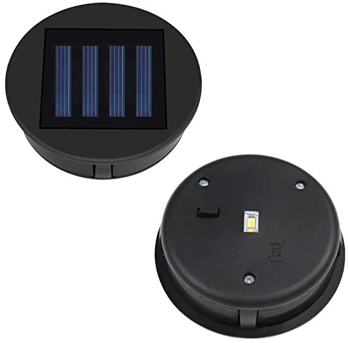 Solarleuchten Ersatz Top mit LED, Diealles Shine 2 Stück Solarpanel Laterne Deckel, Wasserdicht Solarleuchten Ersatzteile 8cm, Solarleuchte Ersatz für Outdoor Hängelaternen DIY für LED Garten Decor