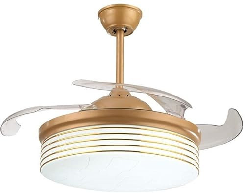 ABGRC Luz de Ventilador de Techo de 3 Colores, aspas de Ventilador retráctiles, Ventilador de Techo con Motor silencioso de Cobre Puro, candelabro LED Invisible Moderno Luz de Ventilador de Techo