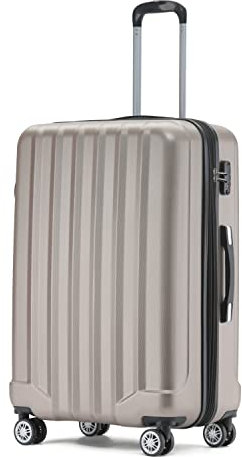 BEIBYE TSA-Schloß 2080 Gepäck Zwillingsrollen Reisekoffer Koffer Trolley Hartschale Dehnungsfuge (Champagner, XL)