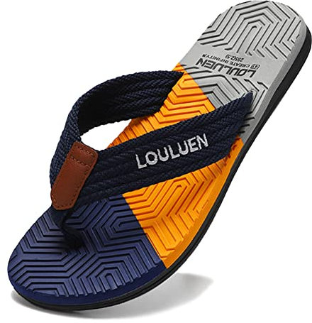 CELANDA Flip-On Zehentrenner Herren Flip Flops Badelatschen Strandschuhe Duschlatschen Freizeit Zehenstegpantolette Beach Sandalen,A Dunkelblau Gr.41