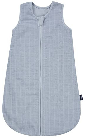 Alvi Babyschlafsack Mull atmungsaktiv mit Babylöffel DeinKinderland| Baby-Schlafsack ärmellos Jungen und Mädchen | leichter Sommerschlafsack | Außensack (uni blau, 90cm)