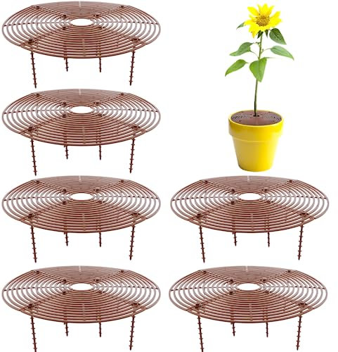 6 Pcs Plant Pot Soil Grid, 11.8 Inch Flower Pot Grid, Plant Soil Protector Covers with Stakes, Plant Pot Grid Cat Digging Stopper, Baby Safety Plant Pot Cover for Indoor Outdoor