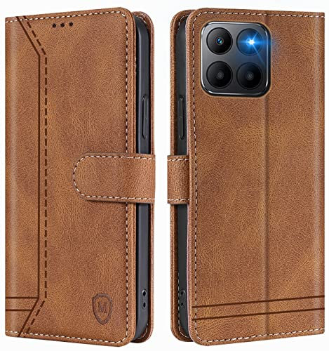 GoodcAcy Coque pour Honor X8 5G/Honor X6/Honor 70 Lite Coque, Etui Protection Housse Premium en Cuir PU,Pochette Fermeture Magnétique,Flip Case Compatible avec Honor X8 5G/X6/Honor 70 Lite (Brun)