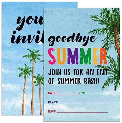UDNADKEX Invitations, Summer Party-set of 20, 4x6 inches, Double Sided, Including Envelopes