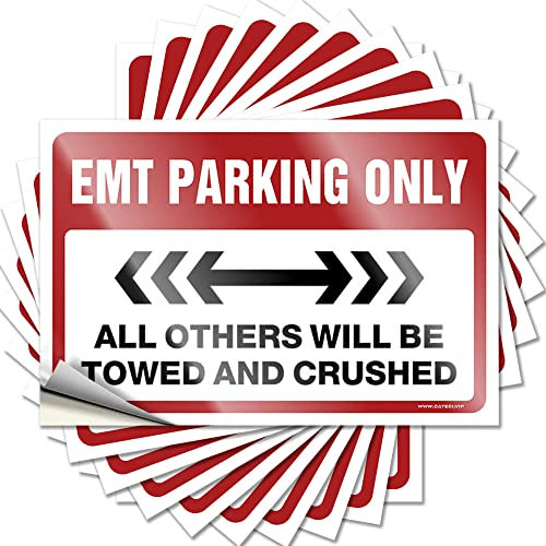 Dsoluuing Toolbox Aufkleber und Abziehbilder EMT Parking Only Lustige Aufkleber 10 Stück Lustige Aufkleber für Erwachsene Kleiner Mann Höhle Schild (Größe: 12 x 18 cm)