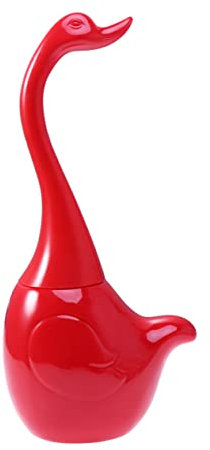 Cabilock Set De Brosse De Toilette Forme De Cygne Compacte pour Salle De Bain Ensemble De Brosse Et Support Rouge